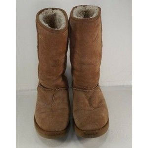 Uggs Classic Tall Size 8W Chestnut Tan Suede Sheepskin Shearling Lining